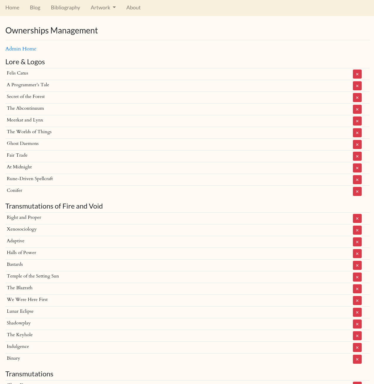 Ownerships Management Admin Page